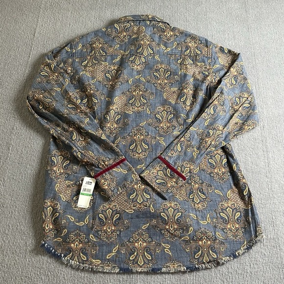 2OH Threads Mens Western Cut‎ Paisley Fringe Old Hippies Shirt Size Large NWT - Picture 6 of 8